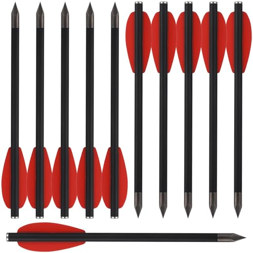 HUNTSPM 6,3 Carbon Schwere Pistole Armbrust Bolzen Pfeile,Mini Armbrustbolzen Carbon Armbrustpfeile Jagdpfeile mit scharfen Stahlspitzen für 50-110lbs Pistolenarmbrust Jagdziel Praxis