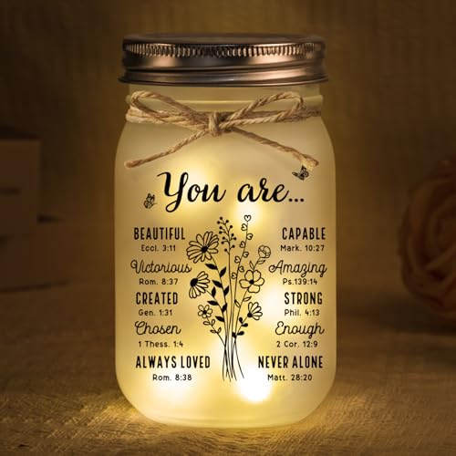 Juratar Christian Birthday Gifts for Women, Christian Mason Jar Night Light | Gifts for Women, Inspirational Religious Presents for Sister, Friend, Mum, Daughter