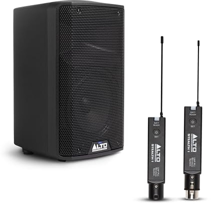 ALTO Pack Enceinte de Sonorisation Active TX408 350W 8 Pouces avec Récepteur et Émetteur de Micro XLR pour Performances Live, Événements, Karaoké, Sonorisation, Présentations