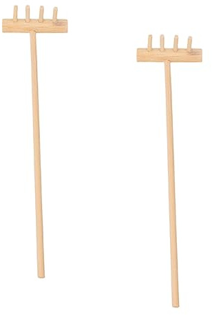 DECOMELODY 2 pièces Mini Râteaux Zen Jardin pour Décoration Bac à Sable Outils et Accessoires Jardinage Garçon Fille