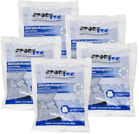 Sport-Tec 5x Sofort-Kältekompresse/Einwegkompresse – Aktivierbare Kühlkompresse für unterwegs, Einmalkompresse bei Prellungen, Verstauchungen, Sport & Erste Hilfe, 13,5x16 cm, 230 g