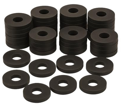 30x Mixed Tap Washer Set – Rubber Replacement Washers for Sink Basin Bath Taps | Assorted Sizes: 3/8, 1/2, 19mm | Leak Fix & Plumbing Repair Kit (10 each)