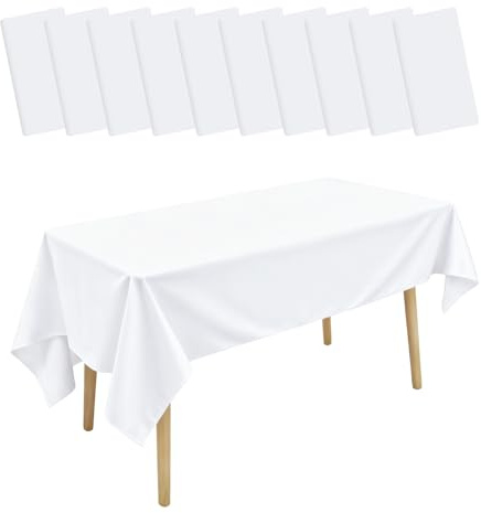 Einweg Tischdecken Weiß,10 Stück Tischdecke Weiß 137 x 183 cm,Einwegtischdecken Wasserdicht Rechteckig Tischtuch Plastik Geburtstag,für Geburtstag Party Hochzeit Weihnachten