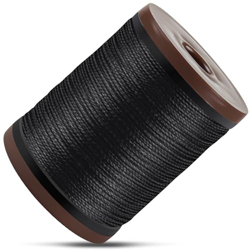 Caianwin Vaxad tråd 0,5 mm - 100 m - Svart vaxad tråd - För armband, halsband, hantverk, syning och upphängning