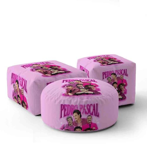 GIFTIMIZED Pedro Pascal Collage Kids Pouffe Seat Cube Round or Low Style Actor TV Movie Fan Decor Celebrity Room Furniture Soft Comfortable Seating