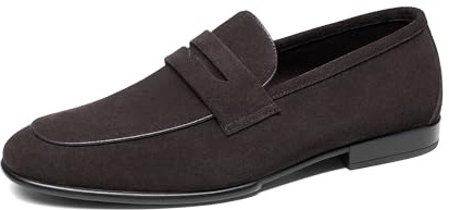 Bruno Marc Herr klassiska Penny Loafers läder finskor bekväm lätt slip-on sko, Kaffe, 12