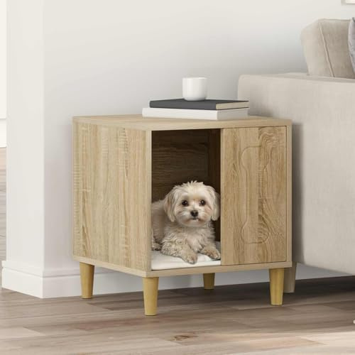 Mokuyary Sonoma hundhus 44 x 42 x 49 cm ingenjörsträ kennel för hundar lätt att montera för utomhusbruk, trädgård, terrass