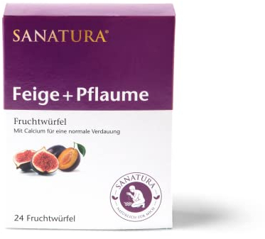 Sanatura Feige Pflaume Früchtewürfel - 24 Stück - für eine normale Verdauung - Feigen, Pflaumen, Tamarinden und Inulin - 240 g
