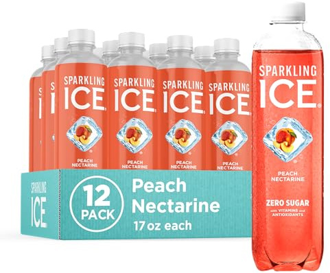 Sparkling Ice, Peach Nectarine Sparkling Water, Zero Sugar Flavored Water, with Vitamins and Antioxidants, Low Calorie Beverage, 17 fl oz Bottles (Pack of 12)