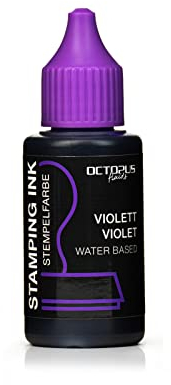 Octopus Fluids Stempelfarbe, Nachfüllfarbe zum Nachtränken von Stempelkissen und Stempelautomaten, 30ml Stempelfarbe, violett ohne Öl