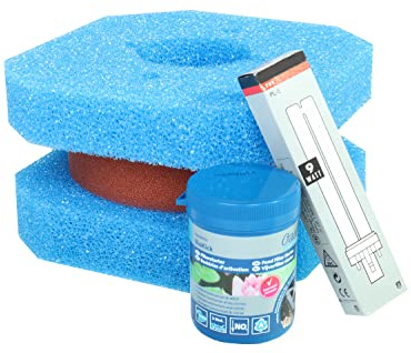 Wacredo Kit d'entretien pour filtre de bassin Oase Filtoclear 3000, éponge, kit de démarrage de filtre, ampoule, kit complet de traitement de l'eau, éponge filtrante, entretien de l'étang, éponges de