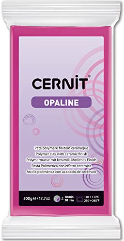 CERNIT CE0880500460C - Block Modelliermasse (Polymer) OPALINE, halb transluzent, ofenhärtend, sofort gebrauchsfähig, 500g, für DIY und Schmuck, für Einsteiger und Hobbykünstler Magenta 1 Stück