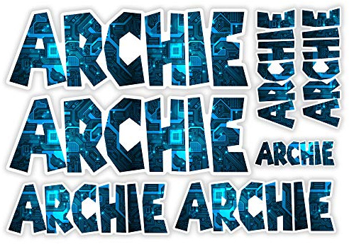 Archie Vinyl Name Stickers A5 Sheet Computer Chip Laptop Name Kids #30011 (A5 Sheet)