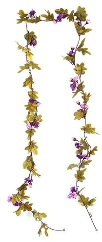 Warmiehomy Artificial Flower Garland 7FT Fake Rose Vines Garlands Hanging Floral Plant with 42 Flowers for Wedding Home Party Garden Craft Art Wall Room Decoration, Purple