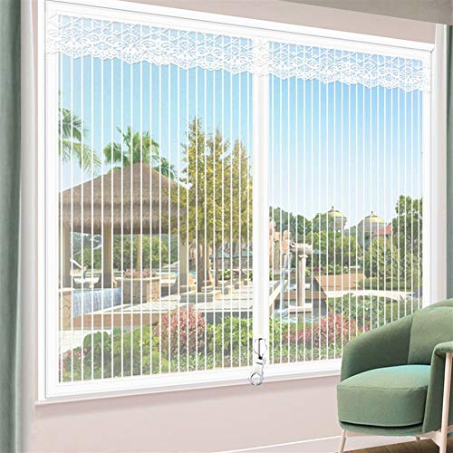 Liveinu Cortina Mosquitera con Cremallera Para Puerta Ventana,Mosquitera Para Puerta Protección Contra Insectos Mosquitera Puerta 120x120cm Rayas Blanco