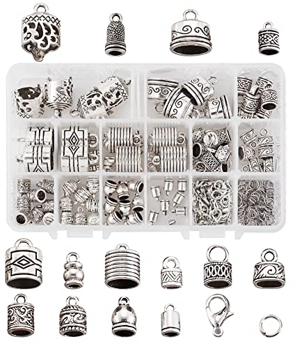 Craftdady 120 Stück tibetische Antik-Silber-Kleber-Endkappen für Kumihimo-Armbänder, Schmuckherstellung