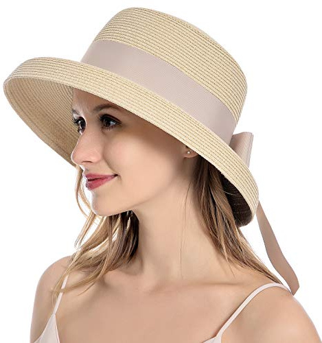 Muryobao Sombrero de paja para mujer, con protección UV, para viajes, plegable, vintage, para playa, pesca, Beige, Talla única