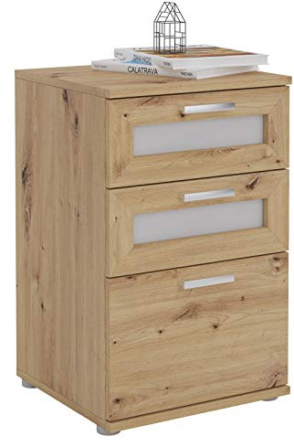 CARO-Möbel Nachttisch für Boxspringbetten Nachtschrank Nachtkommode MARIKE in Asteiche, mit 3 Schubladen