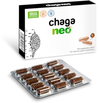 Mico NEO | Chaga Neo | Extracto Seco de Chaga | Hongo Siberiano | Complemento Alimenticio para Favorecer el Sistema Inmunológico | 60 Cápsulas