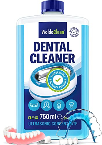 Dentalreiniger für Zahnprothesen, Zahnersatz und Spangen - 750ml Reinigungskonzentrat für Ultraschallgeräte, entfernt Ablagerungen und Verfärbungen, chlorfrei und geruchsneutral