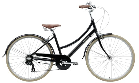 Bobbin Brownie 7 Speed Gear Adult Bike Mens/Ladies Bicycle 700c 29 Inch Wheel Dutch Style City Boys and Girls Bike with Alloy Frame (S/M, Black)