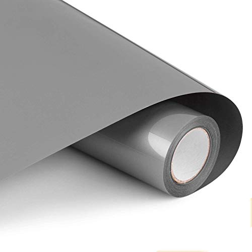 wintfarm Grau Plotterfolie Textil,30.5×400cm Transferfolie Plotter Vinylfolie Plotter Flexfolie für Cricut,Plotterfolie Vinyl,Bügelfolie für Textilien Transferfolie zum Aufbügeln für DIY T-Shirt