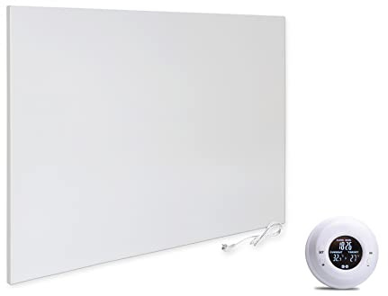 VIESTA® H1200 Riscaldamento a infrarossi 1200 W – Pannello 100×120 cm, Carbon Crystal, senza cornice, parete/soffitto, IP20, TÜV/GS, protezione surriscaldamento, incl. termostato wireless TH20