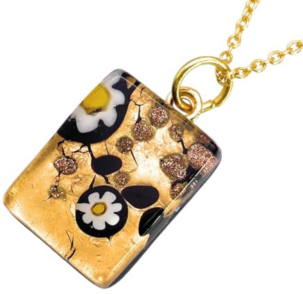 Glasanhänger, Murano Glasanhänger, handgefertigter Glasanhänger, Millefiori Anhänger, Blattgold, Murano Glasschmuck, Glas aus Venedig, venezianisches Glas, zierlich 2 cm x 1,5 cm (Pixie MGPP8)