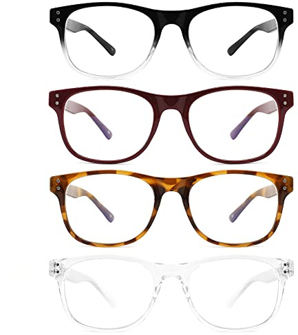 BOSAIL 4er-Pack Lesebrille Blaulichtblockierung Herren Frauen, Federscharnier-Lesebrillen, leichte Computerbrillen 1.75