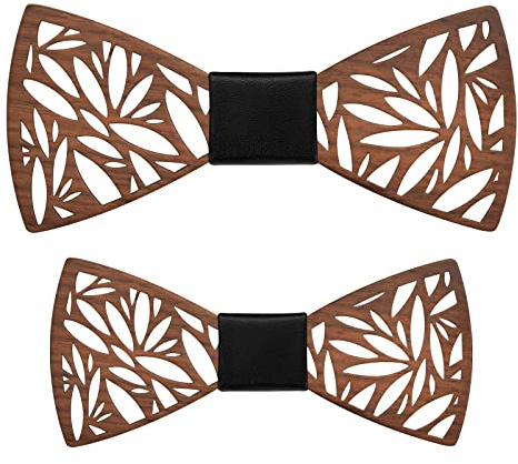 Mr.Van Klassische Holzfliege Set für Herren Jungen 2PCS, Kinderfliege Verstellbar Fliege für Hochzeiten, Aufführungen,Partei,Abschlussball