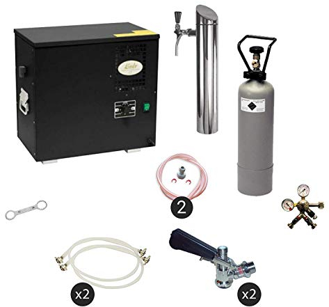 ich-zapfe Ensemble Complet - Tireuse a Biere - AS-40 Machine a Biere, sous Le comptoir, Pompe a Biere 2 Lignes, 40 litres/h, Professionnelle, KEG:NC Adaptateur, KEG 2:KeyKeg