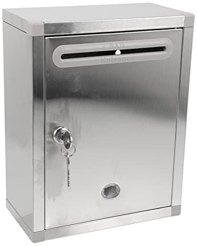 STOBAZA Buzón De Quejas De Pared para Oficina Buzón De Pared Exterior De Acero Inoxidable Cerradura Caja De Sugerencias De Estilo Rústico para Edificios Comerciales