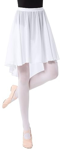 PLIKSUVER Jupe de Ballet pour Femmes Jupe de Ballet en Mousseline Jupe de Ballet Jupe de Danse Transparente Jupe de Ballet pour la Danse Vêtements de Danse, Blanc., L