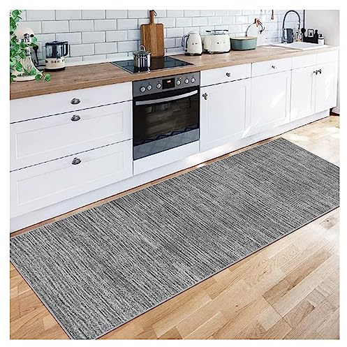 Siunwdiy Modern rutschfest Waschbar Küchenläufer Flurläufer, Teppich Läufer Flur Küche, Lang Polyester Grau Teppichläufer für Korridor Schlafzimmer Innen Wohnzimmer,40X140CM