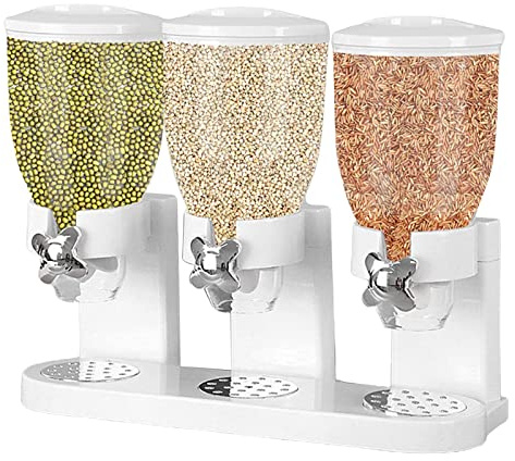 Veeteah 2L Triple Cereal Dispenser Cereal Containers Storage Dispenser Dry Food Cereal Dispenser Cereal Dispenser Countertop Triple Food Dispenser For Kitchen Home