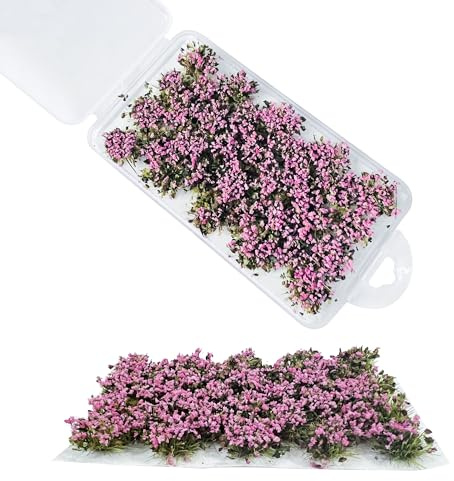 Woohome Set med 32 tuvor med statisk gräs, lila, statiskt gräs, för miniatyrdekorationer, järnvägar, landskapsgestaltning, diorama