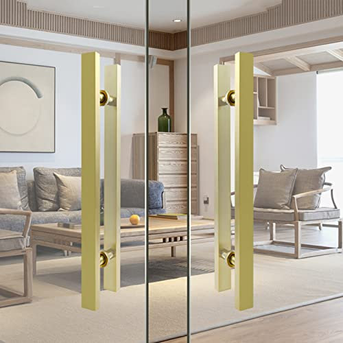 Maniglia per porta quadrata in vetro e acciaio inossidabile, set di maniglie contemporanee con finitura verniciata opaca, maniglione bifacciale a forma di H, maniglie per porte scorrevoli in vetro (
