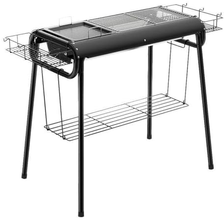 PurezmMoto Holzkohle Grill, Edelstahl Barbecue BBQ Grill, Garten Metall Barbecue Grill mit Regal, Beistelltisch, Tragbarer Grill für Outdoor Camping Wandern Picknicks Reise Party 10-15 Personen