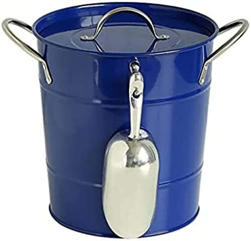 Doppelwandiger, isolierter Eiskübel aus verzinktem Eisen, mit Deckel und Eisschaufel [3,4 Liter], hält das EIS kalt und trocken, bequemer Tragegriff, ideal für die Bar zu Hause, zum Kühlen v