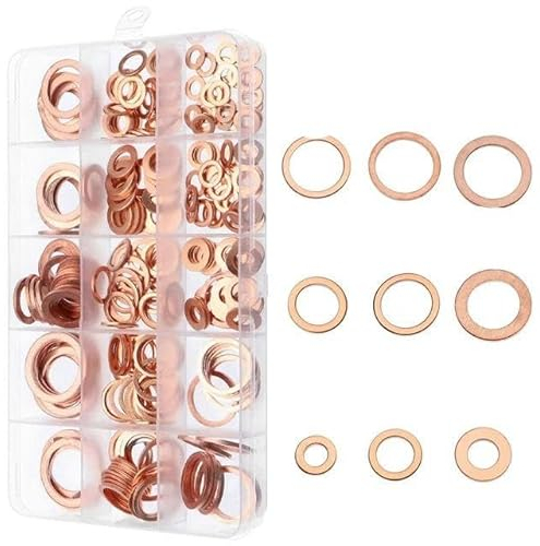 280-teiliges Aluminium-/Kupfer-Dichtungsset, feste Dichtung, Ölwannendeckel für Quetschdichtung, flacher Dichtungsring, Hardware-Zubehör-Set, M5-M20-Kupfer
