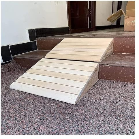 Schwellenrampe, Rollstuhlrampe, rutschfeste, tragbare Rampen für Behinderte aus Holz für Treppenstufen am Hauseingang (Eine Farbe, 30,8 x 30 x 12 cm)