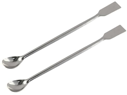 CVNRCLP - Espátula de laboratorio de acero inoxidable de 7.9 pulgadas, cuchara de muestreo de laboratorio de doble extremo con cuadrados planos y extremos de cuchara para una medición y mezcla