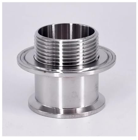 Double Ferrule 1.5 2 Tri Clamp 1-1/4 1-1/2 Male Pipe Fitting Bulkhead Water Tank 304 Stainless Steel Homebrew RUAJOGYNVM(Without Nut,DN40-K64mm-K64mm)