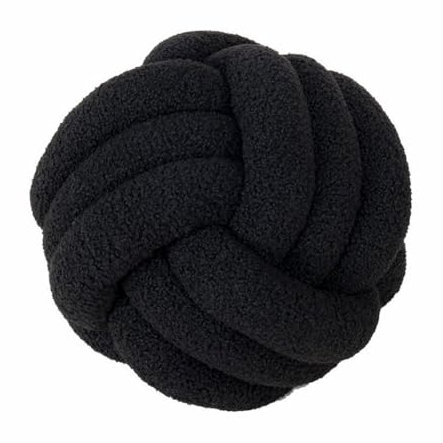 Aocase Knotenkissen, Geknotetes Ballkissen, Heimdekoration Knoten Kissen, Zimmer Deko Gewebtes Geknotetes Kisse, Kissen Knoten Handgefertigt, Rundes Kissen, Lamm Samtsofa Kissen,Schwarz,22cm