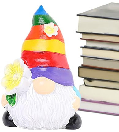 Nain de Jardin | Figurines de Nain de Bureau | Statue de Nain de Jardin en résine Arc-en- pour la Maison ou la Cour | Petit Nain d'extérieur | Figurine de Nain coloré pour décoration de Jardin |