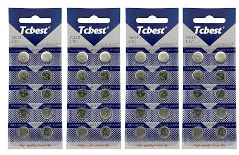 40 x Dunamis LR44 Batteries AG13 357 303 SR44 L1154F A76 Premium Alkaline Battery 1.5V Button Coin Cell, Used in Key Fobs, Calculators, Watches, Hearing Aids, Glucometers etc... (40 Pack)