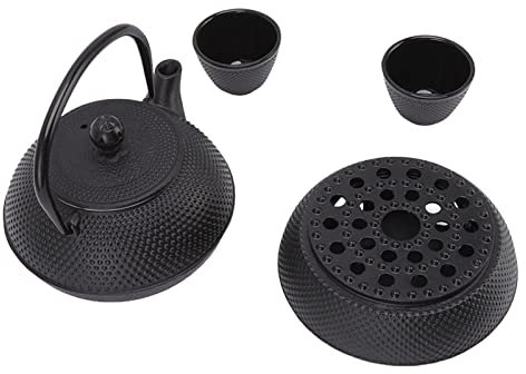 Hervidor de hierro fundido 800ml ahorro de energía hierro fundido muy resistente de lujo tetera de hierro fundido con mate calentador de tazas colador