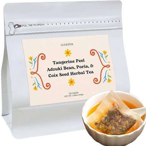 Red Adzuki Bean, Poria, Tangerine Peel & Coix Seed – Traditional Chinese Herbal Tea, 30 Tea Bags, 150g / 5.29oz – Caffeine-Free, Nutty & Smooth Taste, 红豆薏米茶