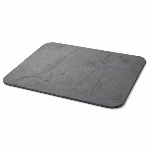 Shiny Whispers - Alfombra Baño Diatomita 60x39 Antideslizante Absorbente Secado Rápido - Ducha Lavabo Cocina - Piedra Neutra Elegante - Suelo Seguro - Sin Cenefas - Stone Bath Mat (Gris Mármol)