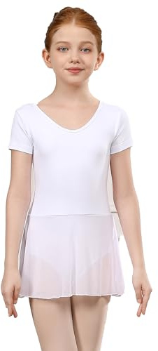 ZYXWVU vestito elegante bambina con gonnellino tulle e body per danza classica - manica corta per ballerine, ragazze e bambini